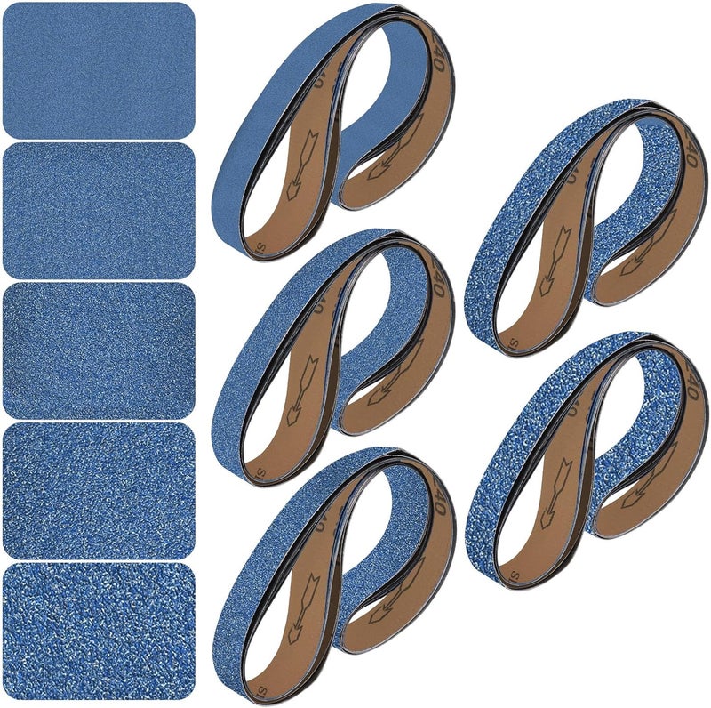 Aolabela 2x72 Inch Grinding Belts 10 Pcs 5 Grits Sizes (2 Each of 80/120/150/240/400 Grits) Heavy Duty Belt Sander Zirconia Sanding Belt Sander Paper for Wood, Metal, Stainless Steel, and Furniture - Image 1